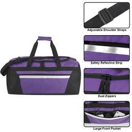 24 Pack Reflective Duffle Bags Bulk for Homeless Adults, Gym, Foster Kids Bulk Duffel Bags Wholesale (Purple Pack)