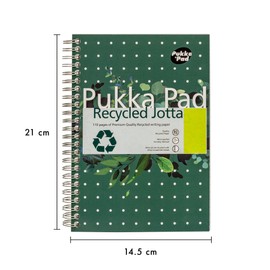 Pukka Pad, Recycled A5 Writing Pad – Pack of 3 Wirebound Notebooks with 110 Pages of 80GSM FSC Recycled Paper – 8mm Lines and Perforated Margins