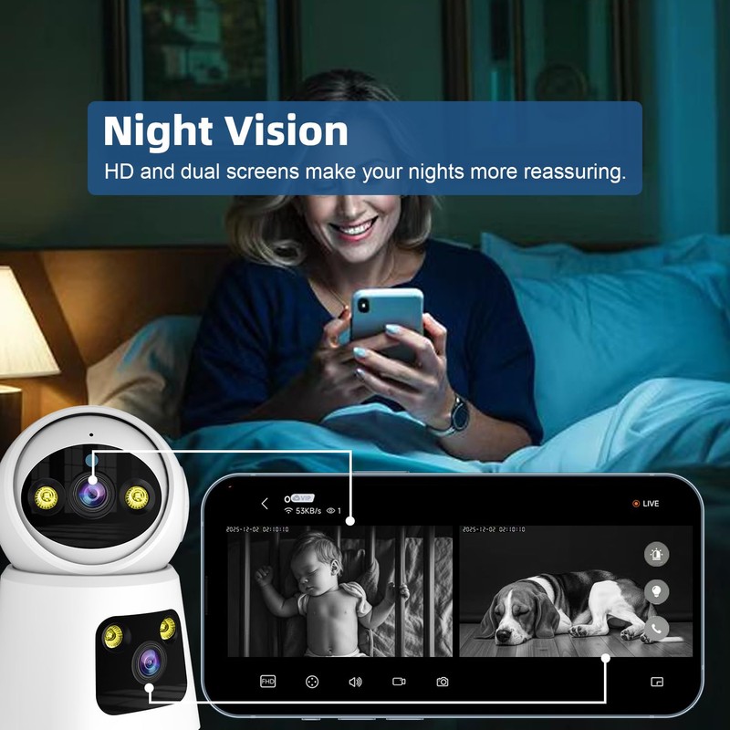 Kinnkall 4MP Dual Lens Indoor Security Camera