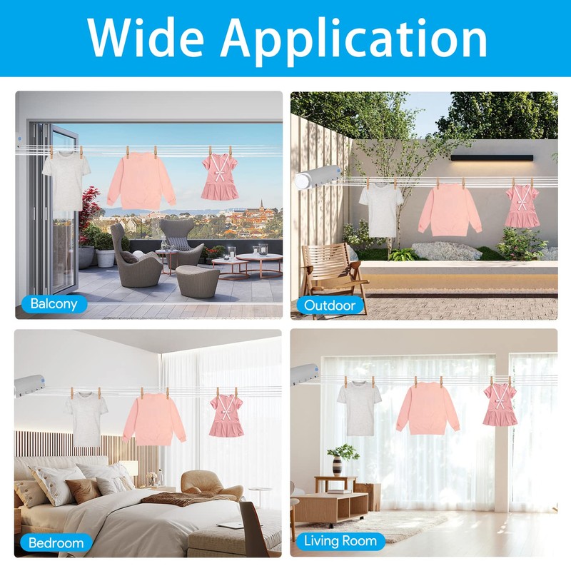 Telescopic Washing Line, Retractable Wall Mounted Laundry Corner Space Saving