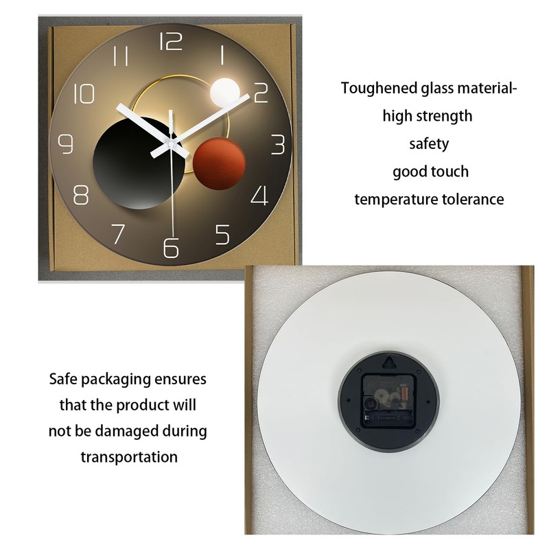 XNM Battery Powered Wall Clock 12 Inch Round Black and