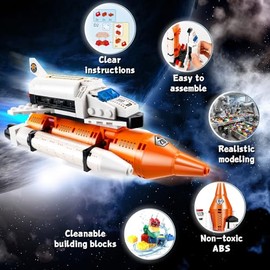 Kit de construcción de cohetes y lanzadera espaciales transformadores 12 en 1, juguete de construcción STEM para niños de 6 a 12, estimula la creatividad y la lógica, el mejor regalo para
