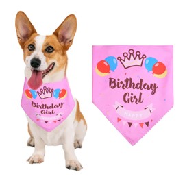 KINBOM Dog Birthday Bandana Girl, Cute Dog Bandana Dog Bibs Pet Bibs Dog Triangle Scarf Pet Triangle Scarf Puppy Pet Dog Birthday Party Supplies for Small, Medium, Large Dog Puppy Birthdays (Pink)