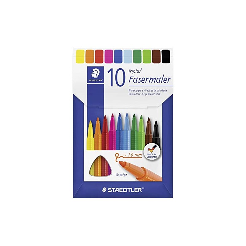 STAEDTLER Triplus Colour Fibre-Tip Pens, Ergonomic Triangular Shape, Sturdy, Impression-proof