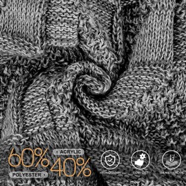 HAMUNI Women's Hat - Breathable Knitted Hat Men - Slouch Beanie Hat with Soft Fleece Lining - Unisex Winter Hat - Classic Men's Hat Women's Hat for Autumn Winter Spring, lightgrey