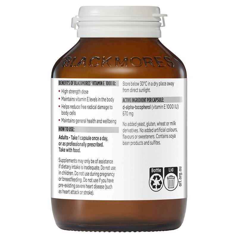 Blackmores Vitamin E 1000IU Cholesterol Health 100 Capsules