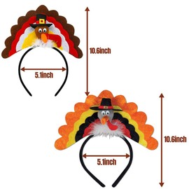 Holidaywoo 4 Pcs Turkey Headband,Turkey Leg Headband Yellow, Large