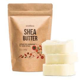 Refined Shea Butter Unscented - 100% Pure African Shea Butter for Hair & Dry Skin - Use for Soap Base, Face & Body Moisturizer, for DIY Whipped Body Butter & Lip Balm 1 LB Bar