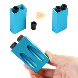 TRUTOPWAY Pocket Hole Jig Kit, 15 Degree Woodworking Angle Drilling Holes Tool with 6/8/10mm Drill Guides - Aluminum Inclined Hole Fixture for Carpenter Joinery and Wood Projects