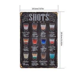 Cocktail Signs, Pack of 2 Cocktail Recipe Signs, 19.5 x 29.5 cm Retro Bar Tin Sign, Metal Signs Menu, Vintage Cocktail Metal Poster for Cafe Bar Pub Kitchen Decoration