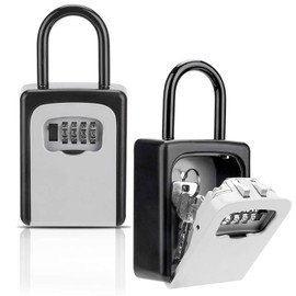 Fangflower Key Lock Box with Code, Combination Lockbox with 6 Key Capacity for House Key Storage, Combo Door Locker, Garage