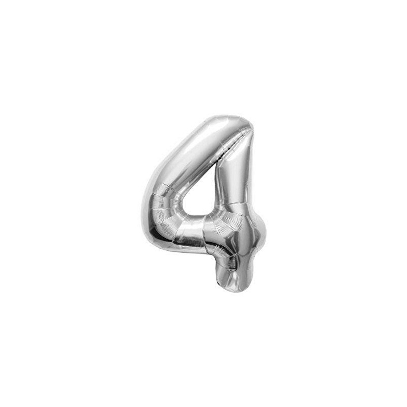 4 Silver 16" Number - Packaged. Foil Balloons