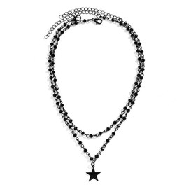 Gothic Moon Choker Necklace Gothic Star Choker Necklace Gothic Cross Choker Necklace Gothic Black Necklace for Women Y2K Necklace Black Choker Necklace for Women (star)