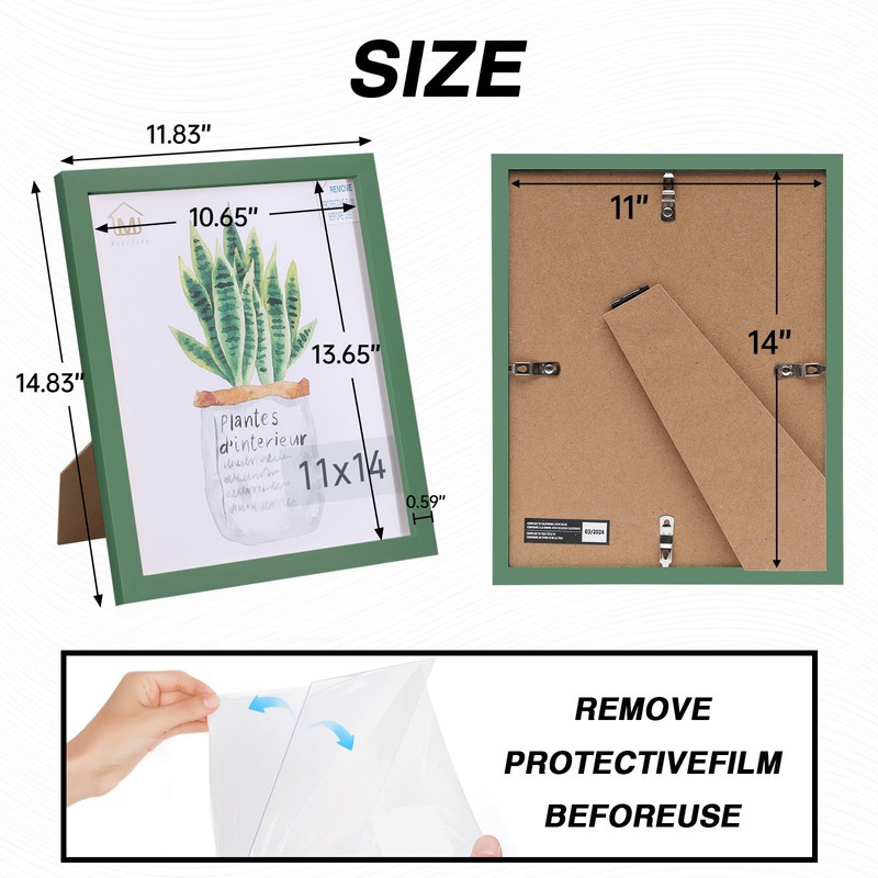 Muzilife 5 Pack 11x14” Picture Frames, Green Picture Frames for