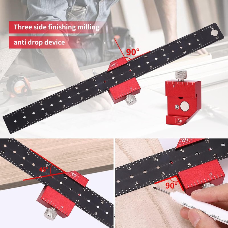 Multifunctional Marking Gauge - Stop Ruler Scribing Tool, Metal Carpenter's