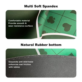 94 x 47 Inch Poker Mat with Stronger Sewn Edges, 10 Players Texas Hold'em Poker Rubber Mat Poker Topper for Tables, Folding Portable Poker Table Top Layout w/Carrying Bag for Poker Games, Blackjack