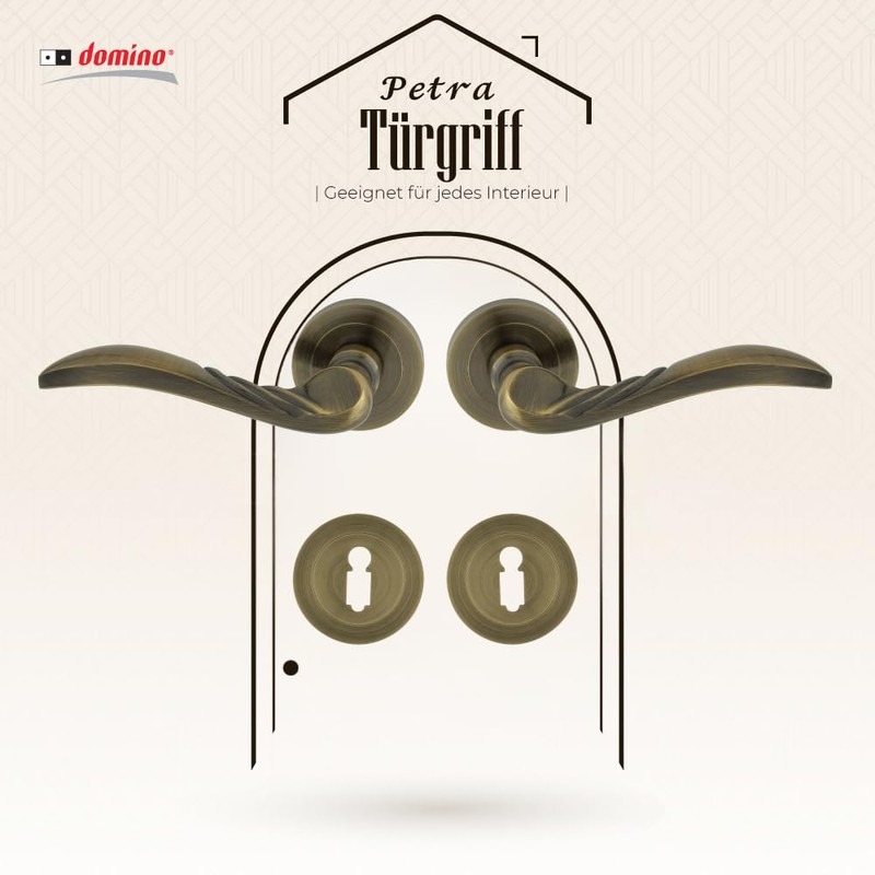 DOMINO DOOR HANDLE SET PETRA-R M3 BRONZE BB / LOCK