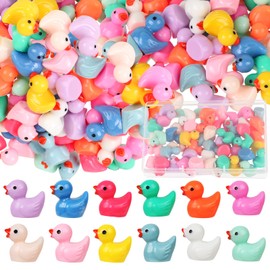 UHOMENY 12 Colors Resin Tiny Ducks 60pcs Mini Resin Duck Statues Cute Colorful Mini Ducks Simulation Resin Small Duckling with box for Aquarium Garden Landscape Christmas Birthday Party Decor