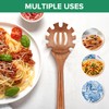 Wooden Pasta Spaghetti Spoon with Teeth, Teak Slotted Pasta Spaghetti