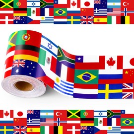 Motiskyy 65 Feet International World Flag Bulletin Board Borders Diversity Country Flag Bulletin Border Around The World Party Decoration for Bulletin Board, Cork Board, Classroom Decor (2 Rolls)