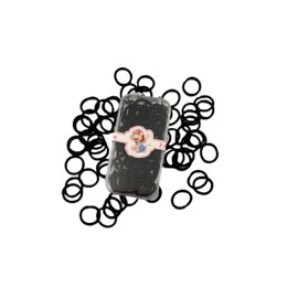 Caja 60 Mini Ligas Para Cabello Dona Elástica Colores Moda (Negro)