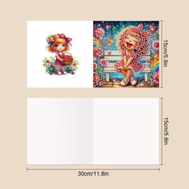 DCIDBEI DIY Diamond Painting Geburtstagskarten Set (6 Stück) Diamant Painting Grußkarten für Glückwunschkarte Klappkarten Malen nach Zahlen Grußkarten Familie Freunde Engel Elf Fee Dankeschön Karte