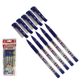 Flair 5 x 0.7mm Mr Grip BLUE Ballpoint Pens Rubber Grip Smoothness Guaranteed