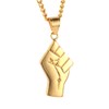 PAURO Stainless Steel Vintage Champion Fist Gold Pendant Without Titanium