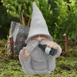 MINICAR Divertida estatua de gnomo de jardín para decoración al aire última intervensión, figura traviesa de mago para decoración de césped exterior