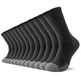 PULIOU Mens Socks Work Walking Hiking Wicking Cushion Casual Crew Socks Outdoor Multipack Performance Trekking Athletic Breathable Comfortable 6 Pairs