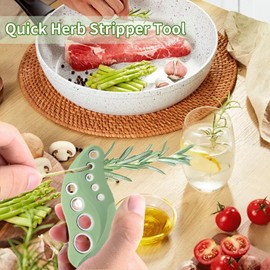 Herb Stripper Tool 9 Holes with Herb Cutter, Herb Stripper Cutter Tool, Stainless Steel Kitchen Herbs Leaf Stripping Herb Leaf Peeler for Collard Greens Thyme Basil Rosemary Stripper, Dishwasher Safe