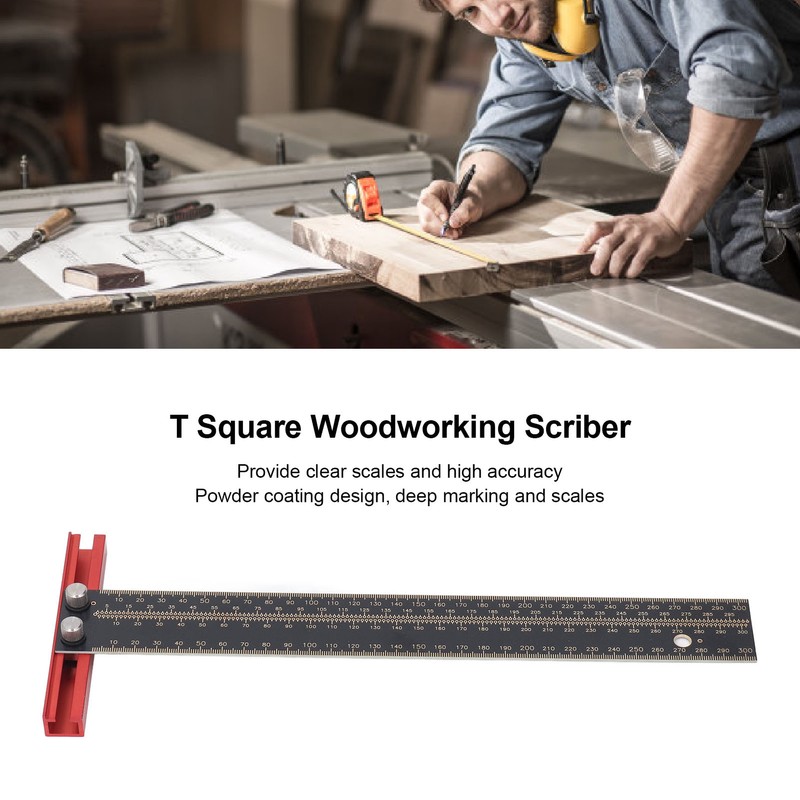 300mm T Square Ruler Woodworking Scriber High Accuracy Marking Measuring