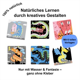 Playmais Mosaic Dragon | 2300 Pieces | Craft Set | Natural Toy | Includes Sponge, 6 Motif Templates | Vegan, Responsible & Safe for Children and Environment | from 5 Years