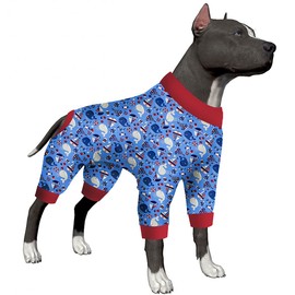 LovinPet Dog Pajamas Large Sized Dog Girl - Pajamas for Large Dogs,Lightweight Stretch Jersey Knit,Blue Nautilus Print,Dog Onesie for Surgery,Uv Protection Shirt,Easy to Wear Adorable Dog Jumpsuit,XL