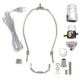 B&P Lamp® Nickel Plated Finish Table Lamp Wiring Kit with a 6 Inch Harp and Push-Thru Socket