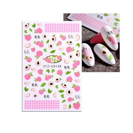 Generic Peach Love Fruit Nail Sticker Peaches Leaf Nail Decals Cs 148 Nail Wraps Art Stickers Manicure Supplies for Women for Home Nails Full Long Lasting Easy Apply and Remove