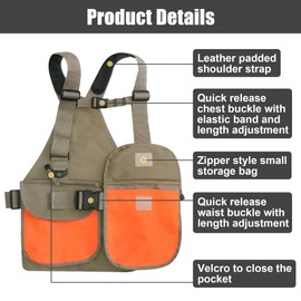 HUNTPAL Upland Hunting Vest Tactical Backpack Vest with Game Pouch and Pockets, Game Hunting Bag with Adjustable Chest and Waist Belts, Fot for Filed Bird Huntin, Blaze Orange