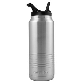 Patriot 36oz Water Bottle perfect for Hiking, Camping, Exercising, Biking (Silver)