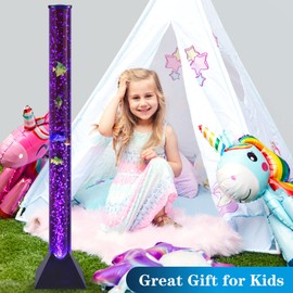 Emilux MOONSAY Large LED Fish Tube - 3.3FT Sensory Bubble Lamp with Moving Fish & 20 Color Remote for ADHA & Autism Children - Color Change Aquarium Lamp for Home Decor