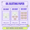 [100 Counts + Mirror Case] Green Tea Natural Oil Blotting