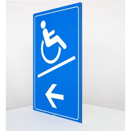 Wheelchair Ramp Left - Sign - Portrait Format - Blue - 4 mm Aluminium Composite Plate (30 x 20 cm)