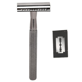 Manual Beard Blade Trimmer Double Edge Waterproof Safety Manual Beard Groomer for Home Black