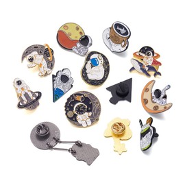 14Pcs Spaceman Adventure Enamel Pins Cute Brooch Pin Zinc Alloy Enamel Brooch Buttons for Backpack Clothing DIY Decoration, Zinc