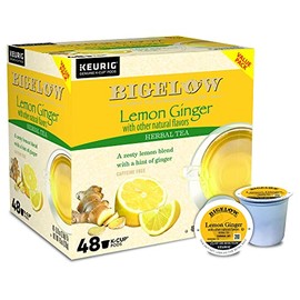 Bigelow Tea Lemon Ginger Keurig K-Cup Pods Herbal Tea, Caffeine Free, 48 Count (Pack Of 1)