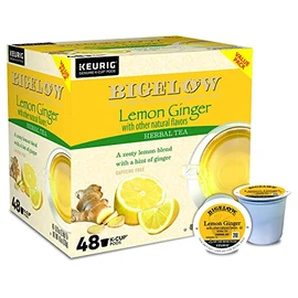 Bigelow Tea Lemon Ginger Keurig K-Cup Pods Herbal Tea, Caffeine Free, 48 Count (Pack Of 1)