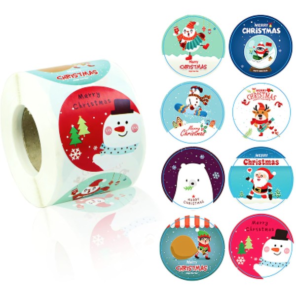 500 Stück Weihnachtsaufkleber, Runder Aufkleber, Dekorative Etiketten für Weihnachten, Papiertüten,