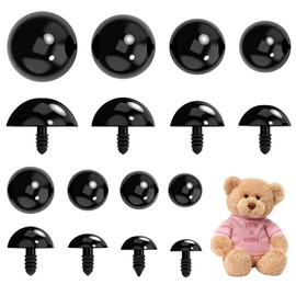 YHTCC 80 PCS Safety Eyes for Crochet Toys, Large Craft Eyes with Backings for Amigurumi Teddy Bear Eyes Doll Making DIY Crafts, 10-30 mm Black Plastic Toy Eyes