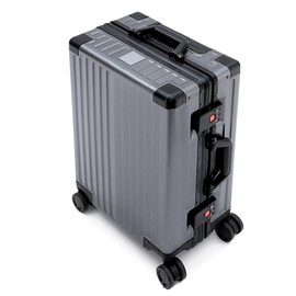 YYW Aluminum Carry-On Luggage Airline Approved Lightweight Suitcase with TSA Lock and Silent Wheels, Hardshell Spinner Business Travel (Gunmetal gray, 20in)