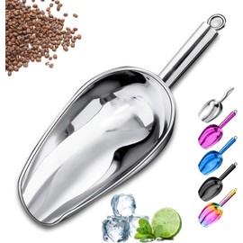 Metal Ice Scoop，Kitchen Ice Scooper for Ice Maker,Stainless Steel Small Ice Scooper for Freezer，Kitchen Gadgets Cookie Flour Pet Dog Food Scoop (Silver, 8 OZ)