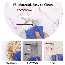 Set of 6 Marble Round Placemats and Coasters, Faux Leather Waterproof Table Mats, Easy to Wipe Off for Kitchen Dining Round Table